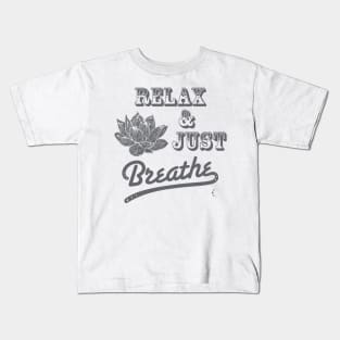 Relax & Just Breath | Lotus | Grey Kids T-Shirt